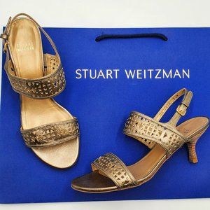 Stuart Weitzman Metallic Leather Kitten Heels